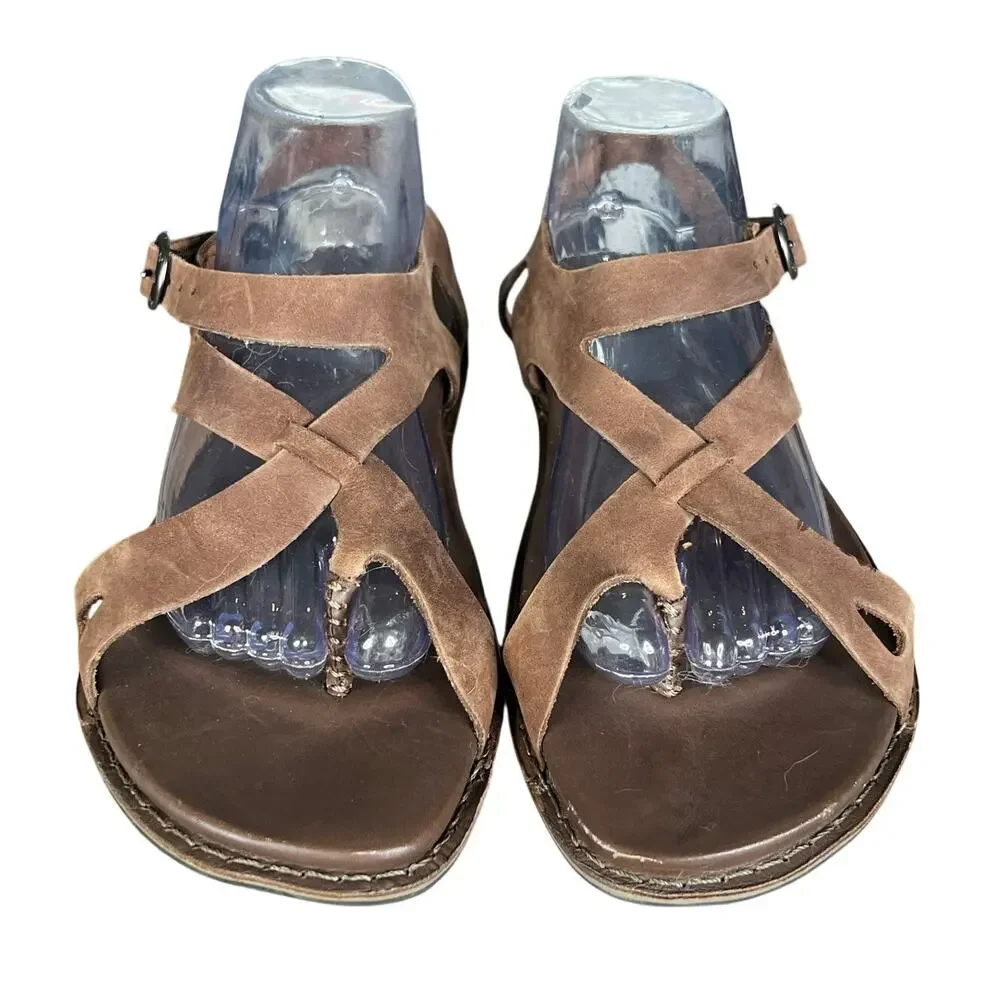 Keen Women’s Alman Brown Leather Slingback Thong Sandal Size US 10.5 - Picture 7 of 11